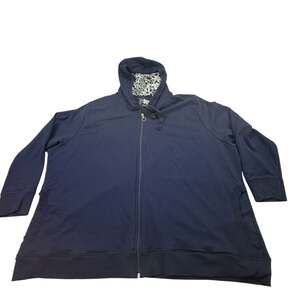 Just My Size Women's Plus Size 4X Navy Blue Hoodie with Floral Lined Hood